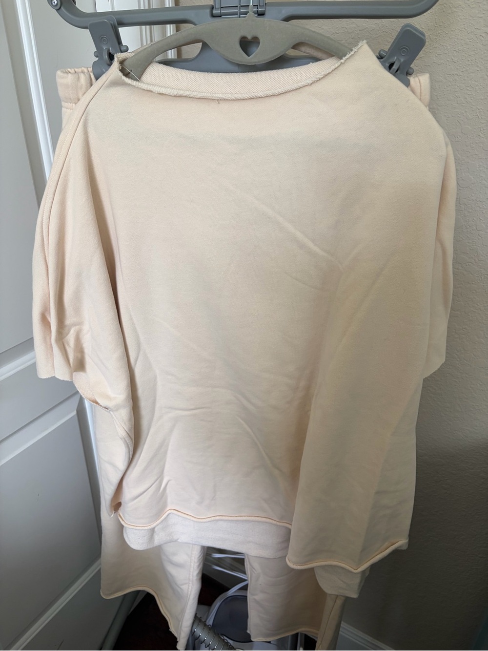 Relaxed Cream Women’s Top - Casual Batwing w Matching pants